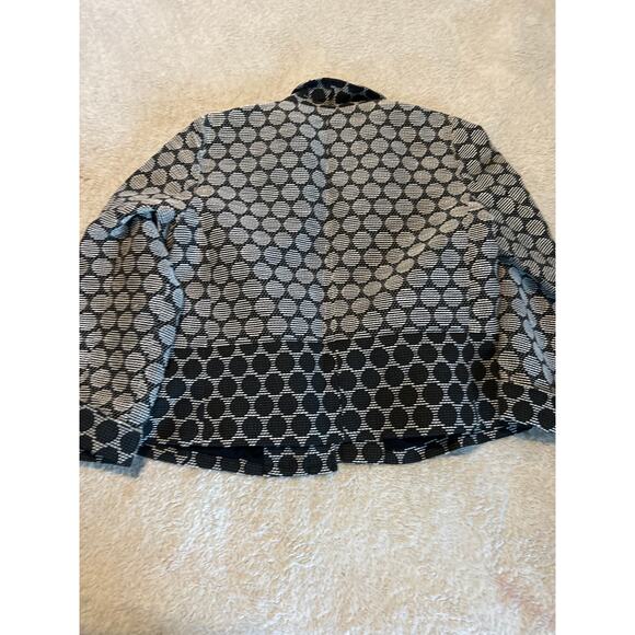 Chicos Blazer 2 Large Chartruese Silver Floral Black White Dots Jacket Lot of 2 - Picture 4 of 8